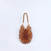 Sac à main en acrylique fait à la main avec perles de couleur unie, sac à main portable en forme de goutte d'eau, sac à dîner à haute sensibilité